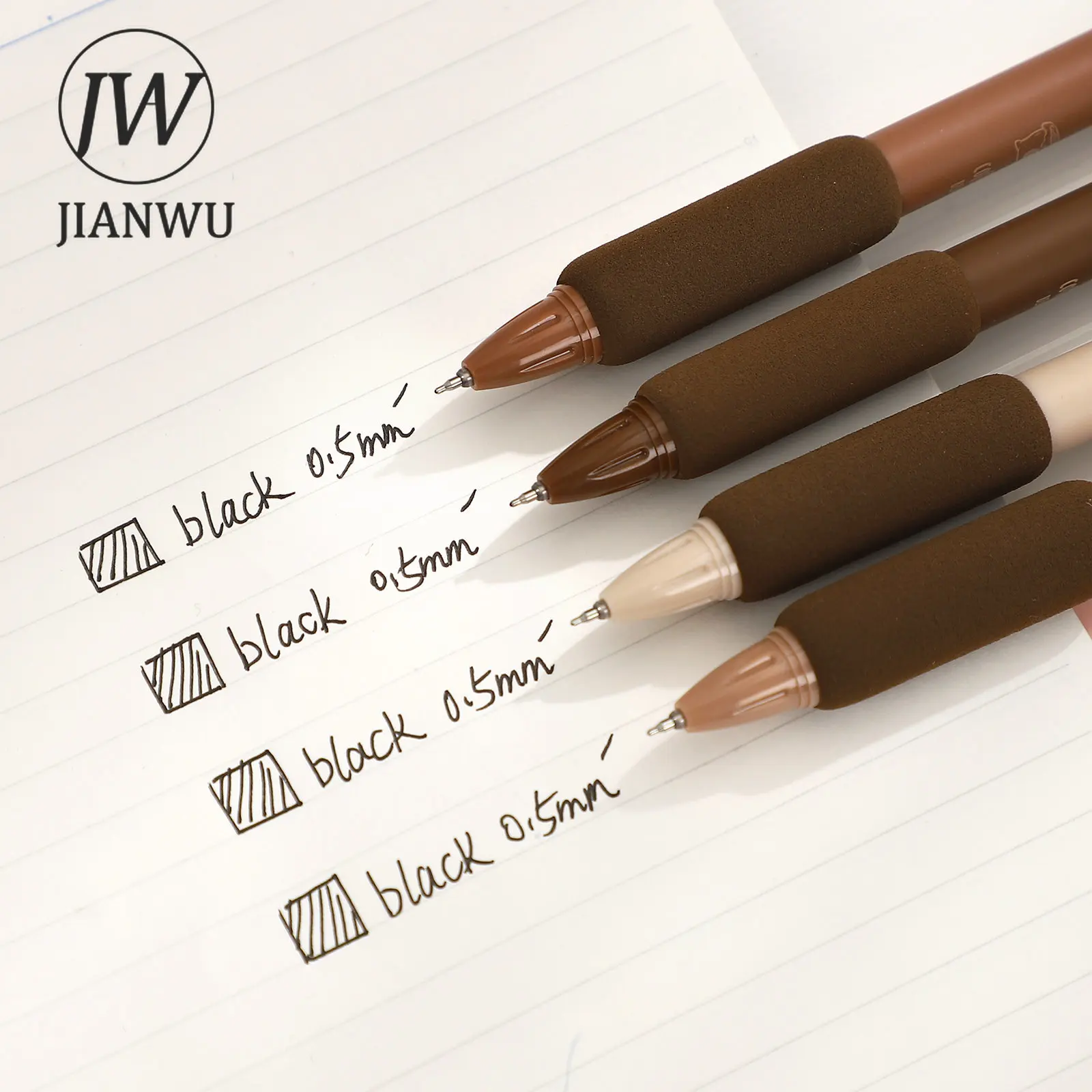 JIANWU 4 pz/set penne Gel stile caffè retrò carino 0.5mm inchiostro nero studente ufficio firma penna cancelleria Kawaii forniture per la scrittura