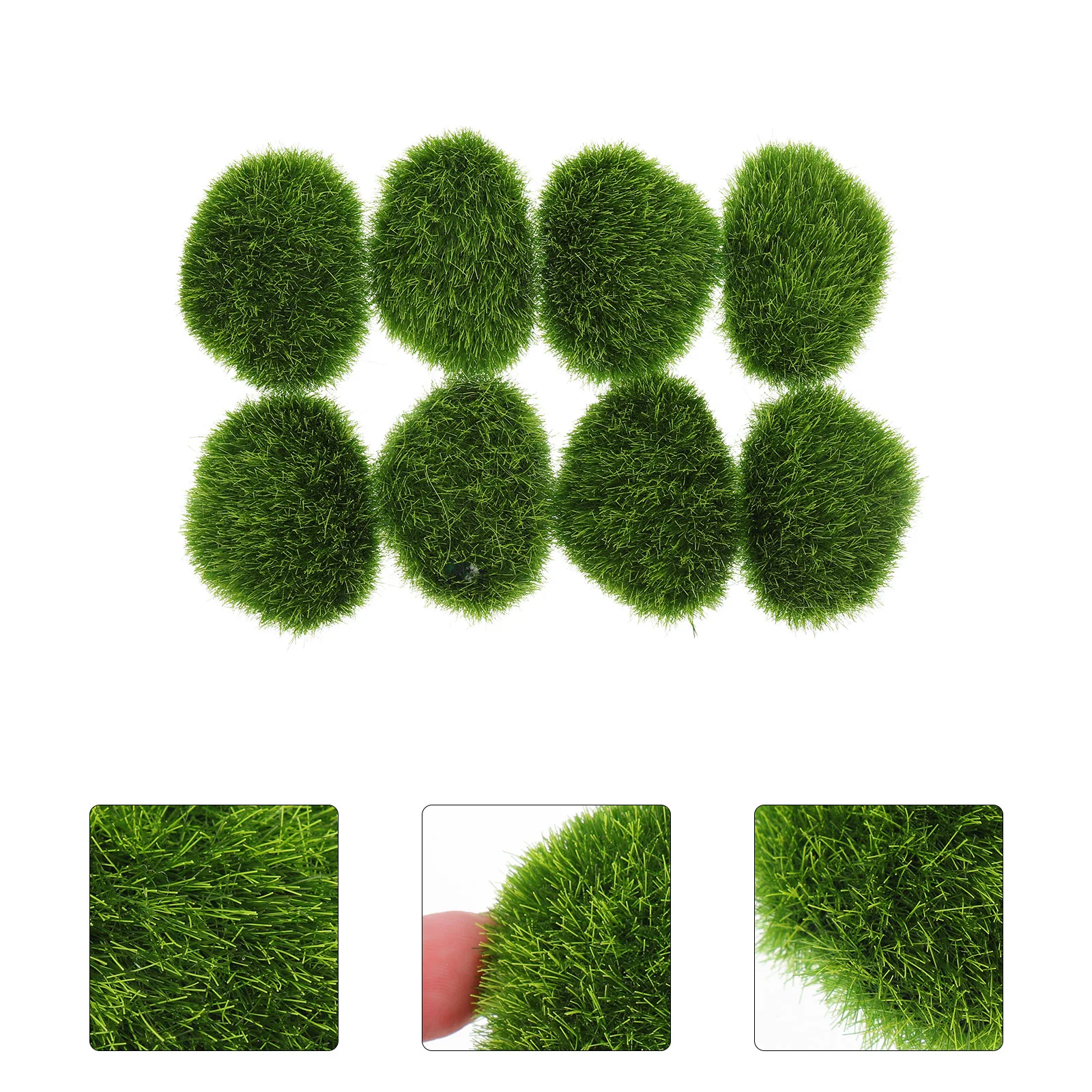 8 Pcs Artificial Moss House Plants Outdoor Fake Faux Terrarium Green Vase Rocks Decorative for Crafts Balls False