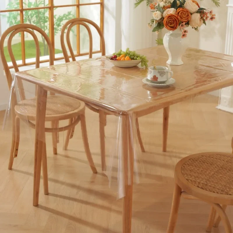 Transparent Soft Plastic PVC Tablecloth Oil Proof Dust Proof Waterproof for Living Room Coffee Table Heat Resistant Table Mat