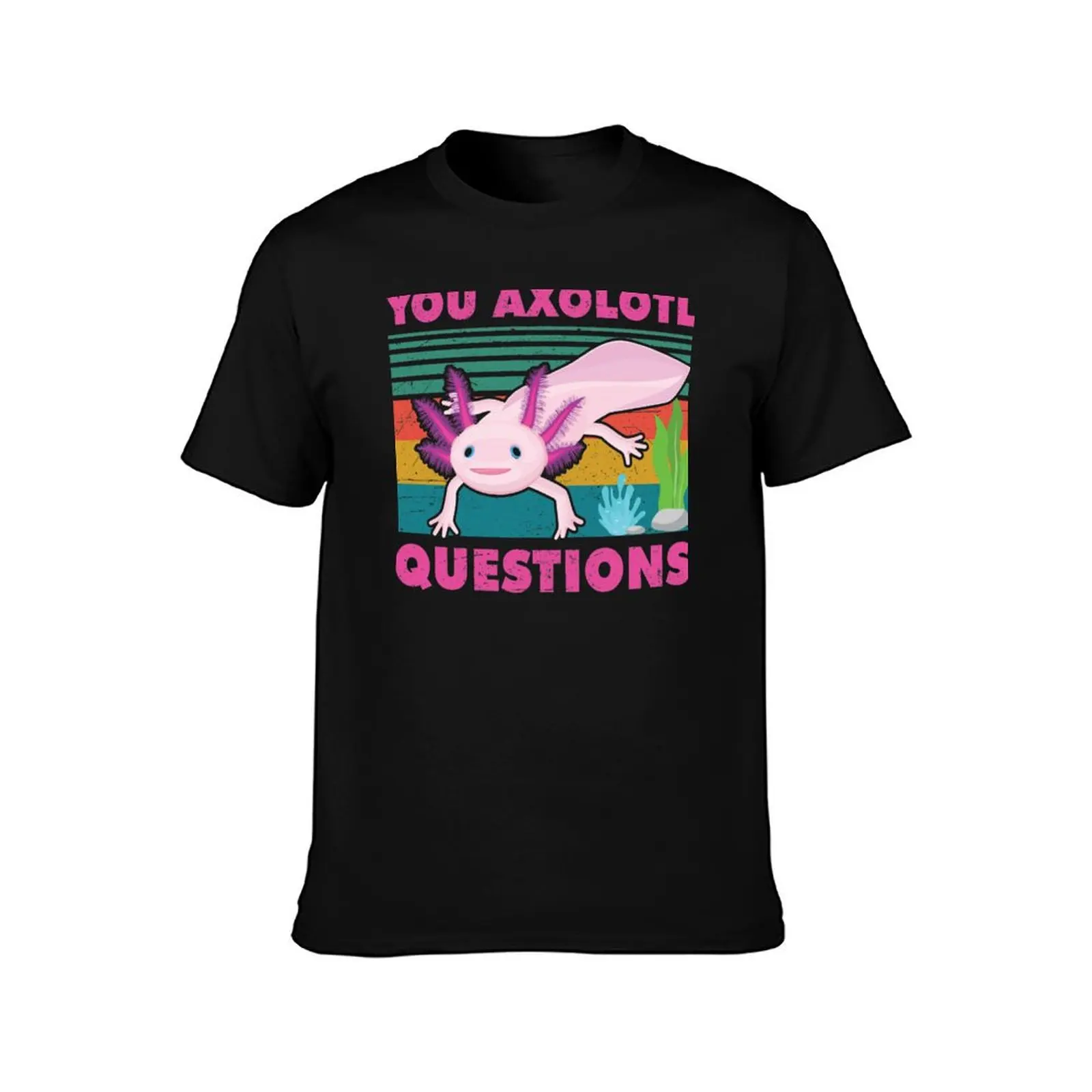 you axolotl questions graphic walking fish T-Shirt Street Style Casual Tee Shirt