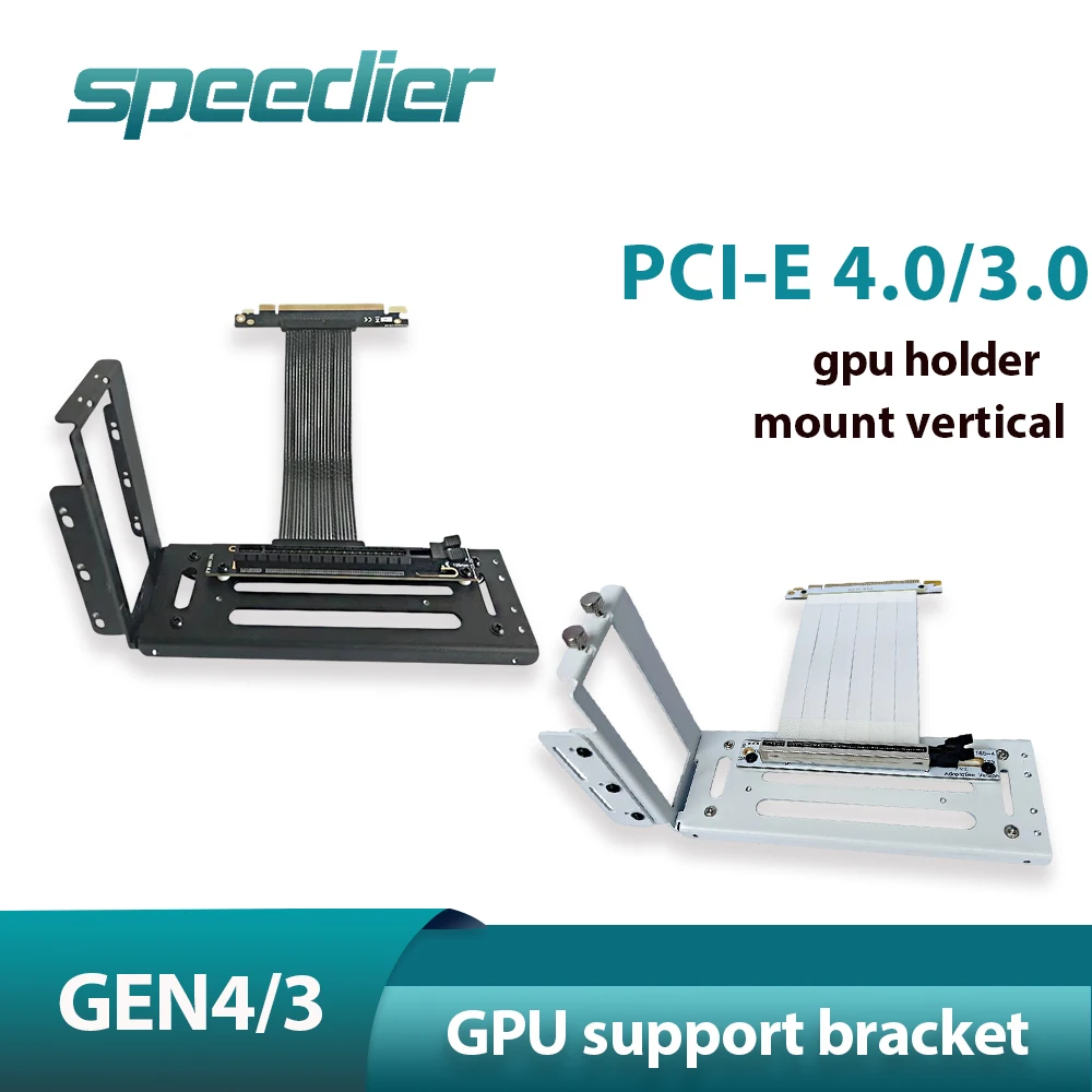 PCI-E 4.0 3.0 X16 To X16 ATX GPU Cable Mount Vertical Support Bracket Graphics Card Holder GEN4 PCIE 16X Riser Extender Adapter