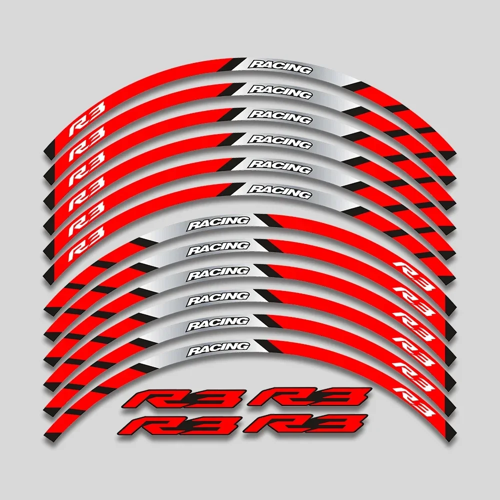 Motorcycle Accessories 17inch Wheels Hub Stickers Reflective Stripe Rim Tire Decorative Decals Tape Kit For Yamaha YZFR3 YZF r3