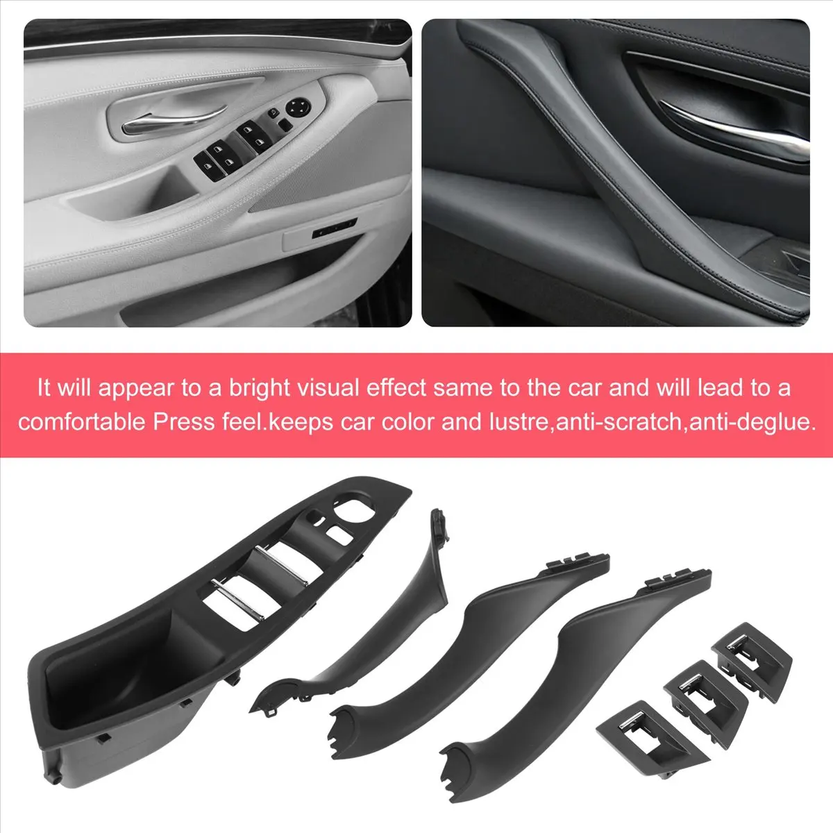 #67T Automotive Parts & Accessories,RHD Car Interior Door Handle Door Panel Pull Trim Cover Black RHD (Black) view 5