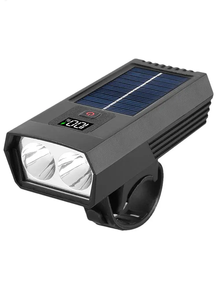 AliExpress Solar Power Bicycle Light Waterproof Rechargeable Bicycle Headlight Solar Bicycle Light With Digital Display Batteried For Night