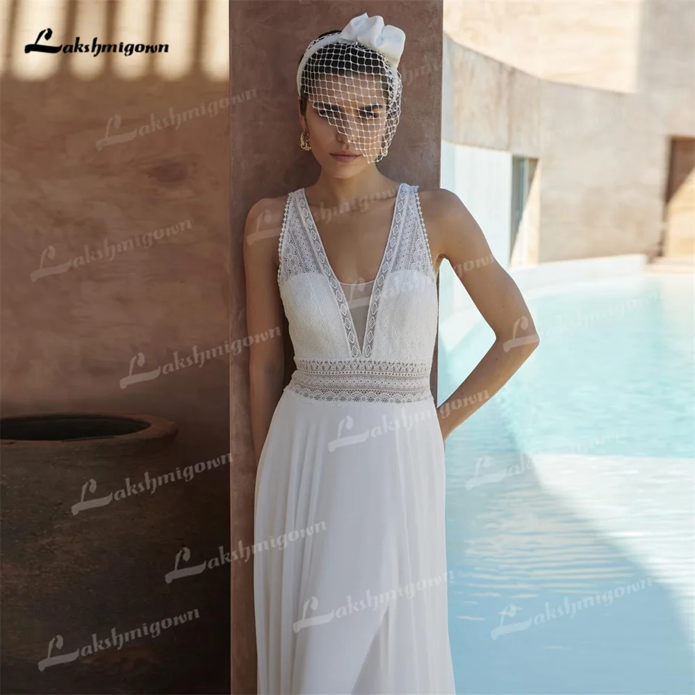 Allure Lace Boho Beachside A Line Wedding Dress V Neck Unique Back Buttons Customize New Arrival Bridal Gown vestidos de novia