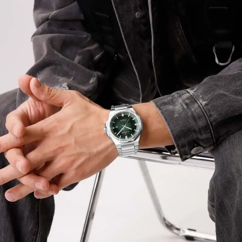 NAVIFORCE 9245 Jam Tangan Kuarsa Pria Modis Jam Tangan Bisnis Kasual Tali Baja Tahan Air Bercahaya Kalender untuk Pria Reloj Hombre