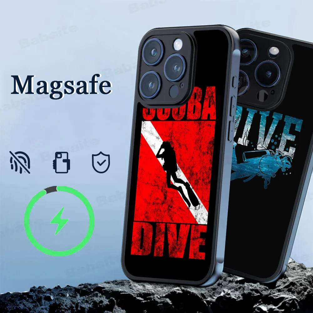 Scuba Diver Diving Phone Case Magnetic Case For IPhone 16 14 13 12 11 15 Pro Max Plus For Magsafe Wireless Charge Cover