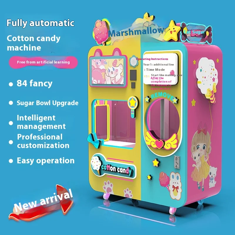 Happy Easy Intelligent Large Automatic Cotton Candy Vending Robot Commercial Coin Operated Games Stall Vending Machine