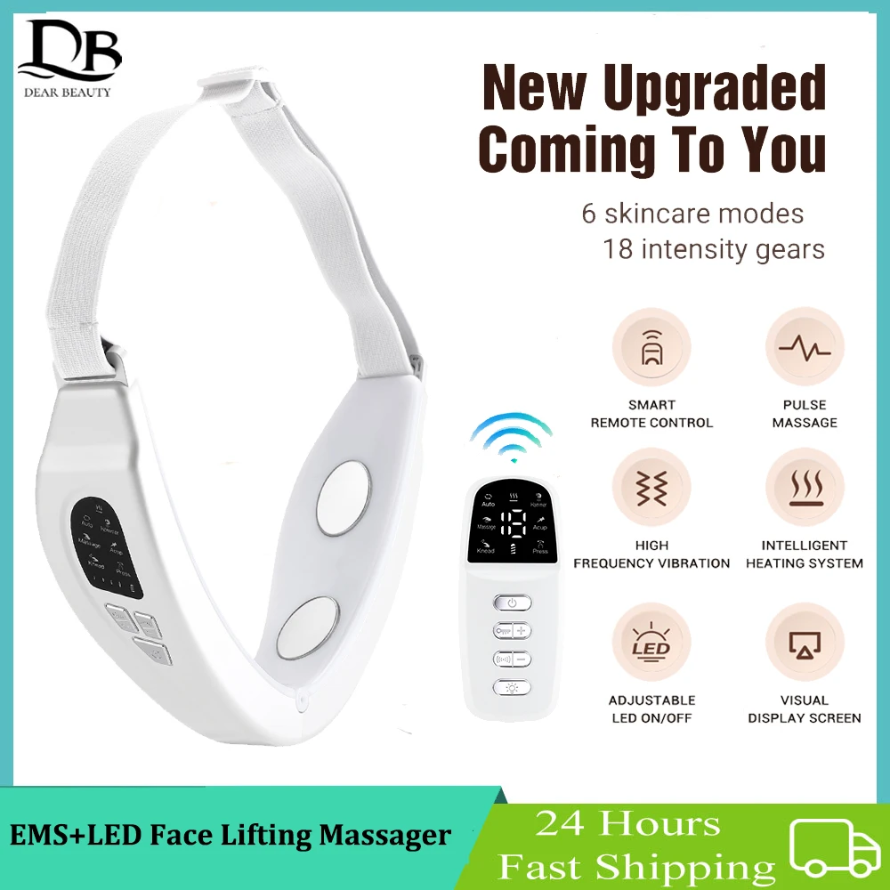 Machine de Lifting du visage EMS, masseur Facial, thérapie à la lumière 5 couleurs, compresse chaude, Vibration, microcourant, masseur amincissant pour le visage