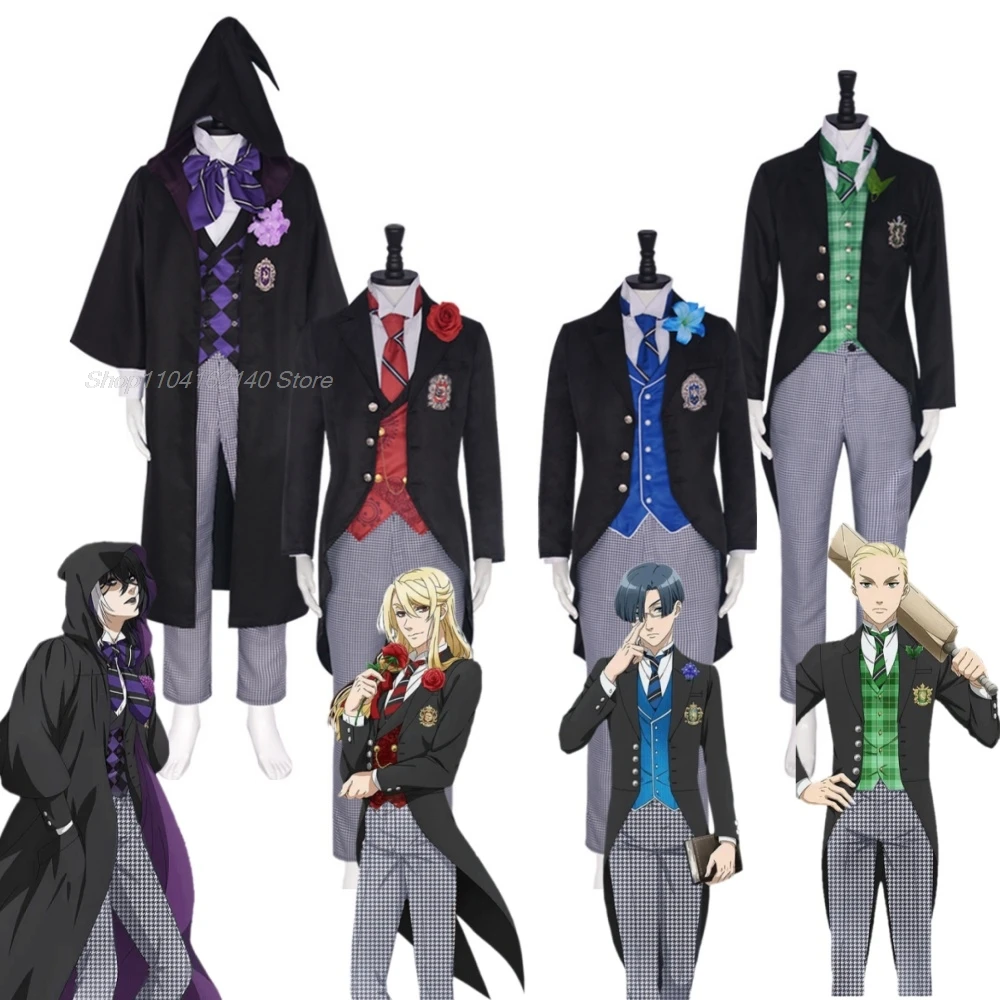 

Guregori Baioretto Black Butler 4 Cosplay Costume Boarding School Gregory Violet Uniform Suits Halloween Anime Clothing Full