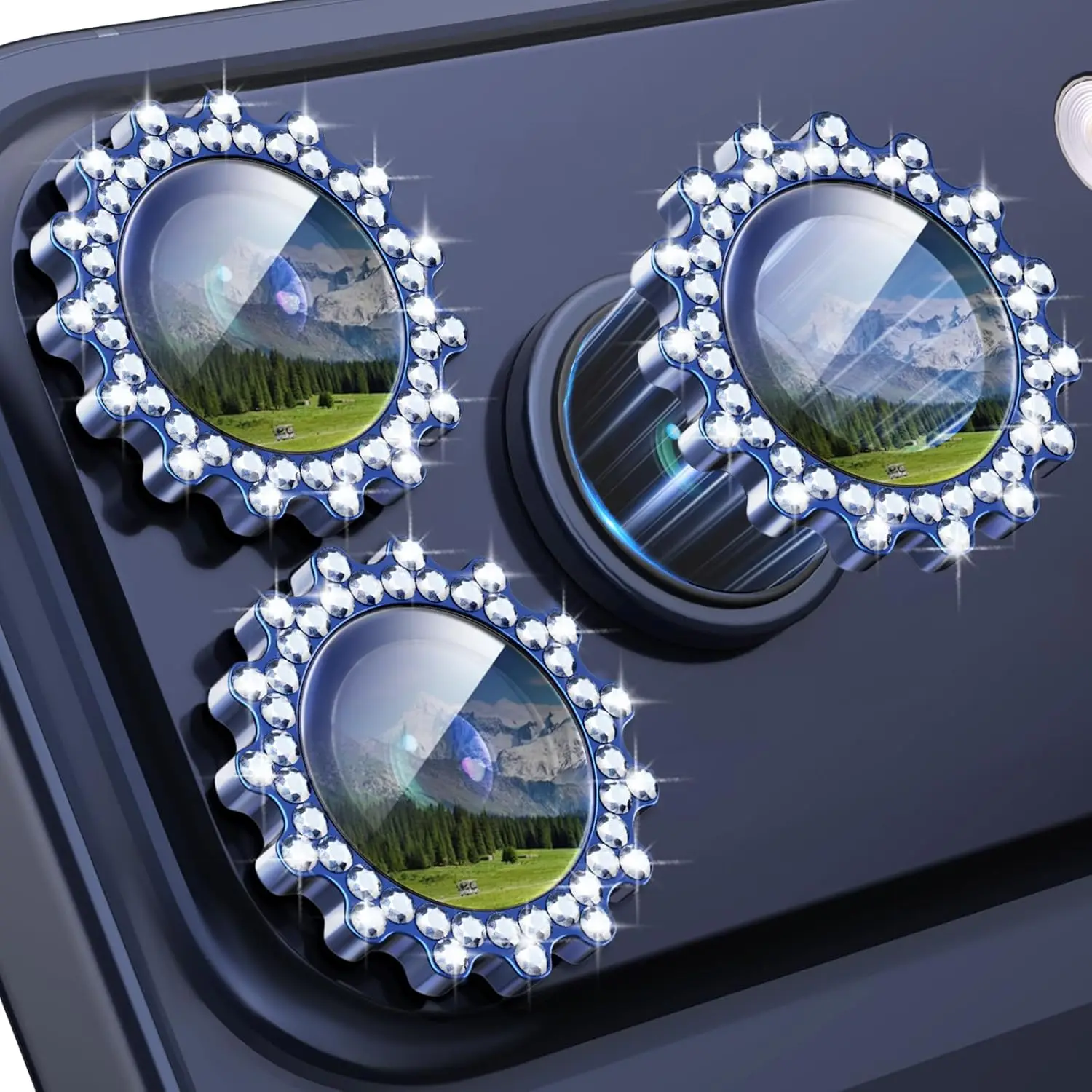 Bling Diamond 3D Gear Metal Frame Camera Protector for IPhone 17 Pro Max 17Pro Alloy Lens Tempered Glass Film Ring Cover Cap
