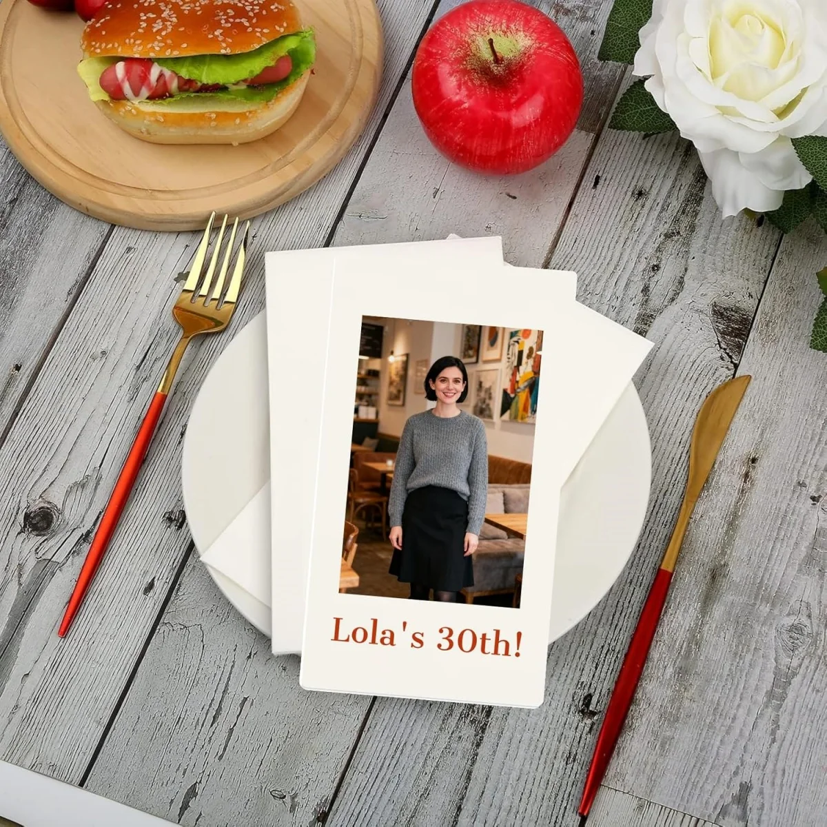 Personalized Napkins, Custom Printed Your Design/Photo, 4.5x8 Inch Large 3-Ply Dinner Napkins for Wedding, Birthday Party, Brida