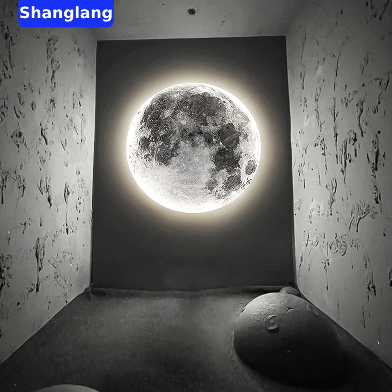 Modern Moon Wall Lamp Creative Mural Living Room Background Wall Decoration Lamp Minimalist Art Bedside Wall Light