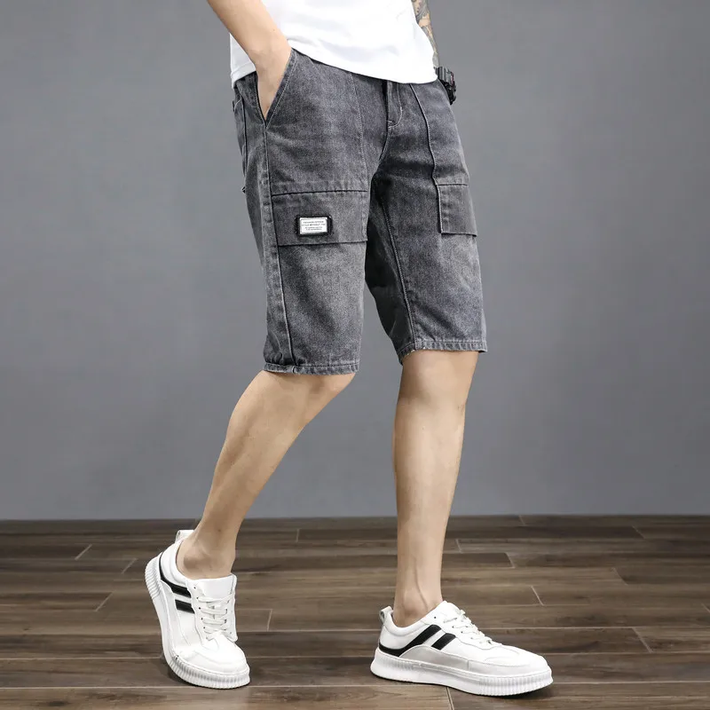 

Wholesale Denim Shorts Men's Grey Shorts Summer 2022 New Thin Loose Men's Pants Korean Style Straight Trendy Brand Short Pants