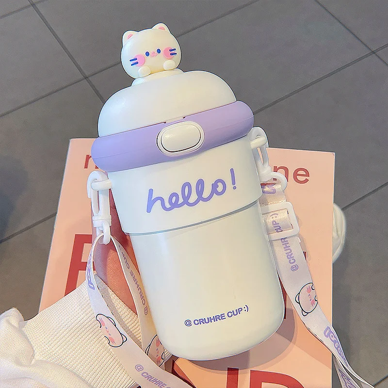 

Cute Straw Thermos Mug for Girls, Good-looking Student Water Cup, Creative Drinking Water Bottle