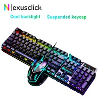 104 Keys Mechanical Keyboard and Mouse Set Floating Keycaps Gaming Light Emitting Keyboard and Mouse Computer Accessories