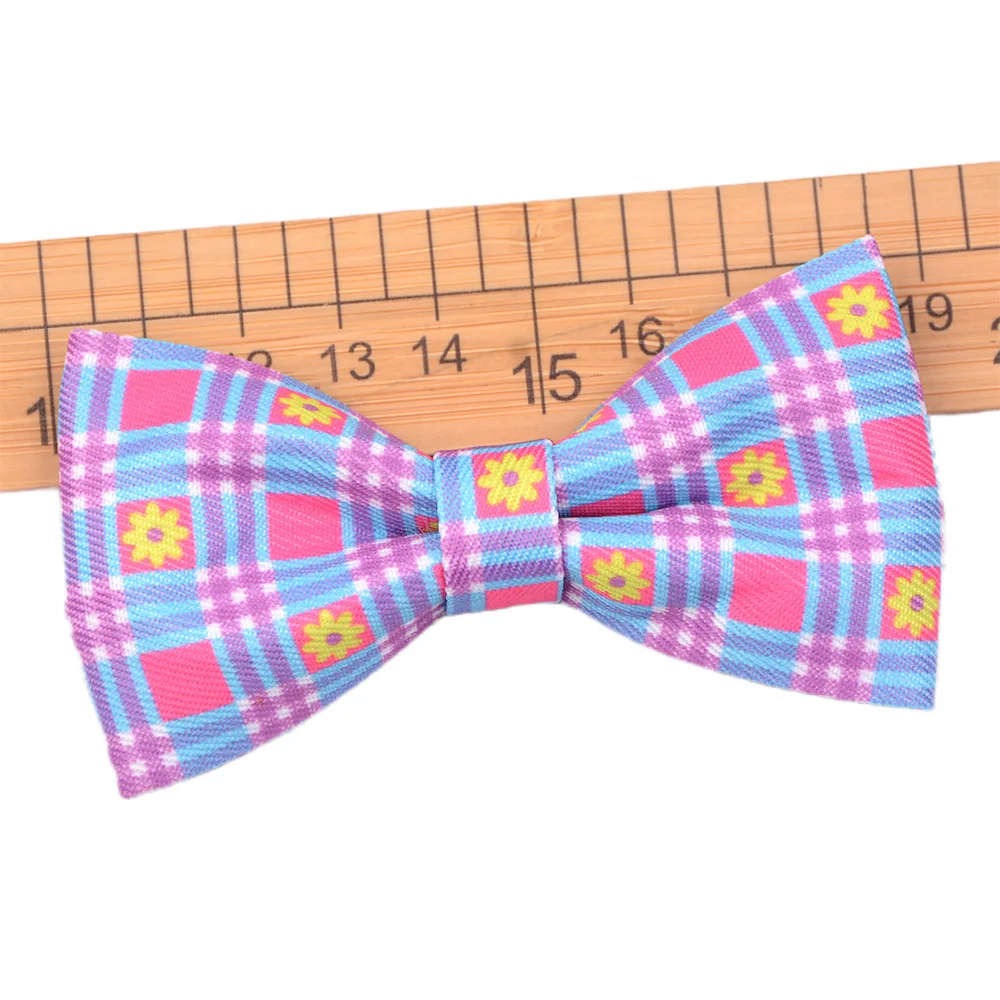 50/100pcs Spring Plaid Style Dog Bowtie Removable Dog Bows Dog Collar Accessories Pets Grooming Accessories Dog Supplies