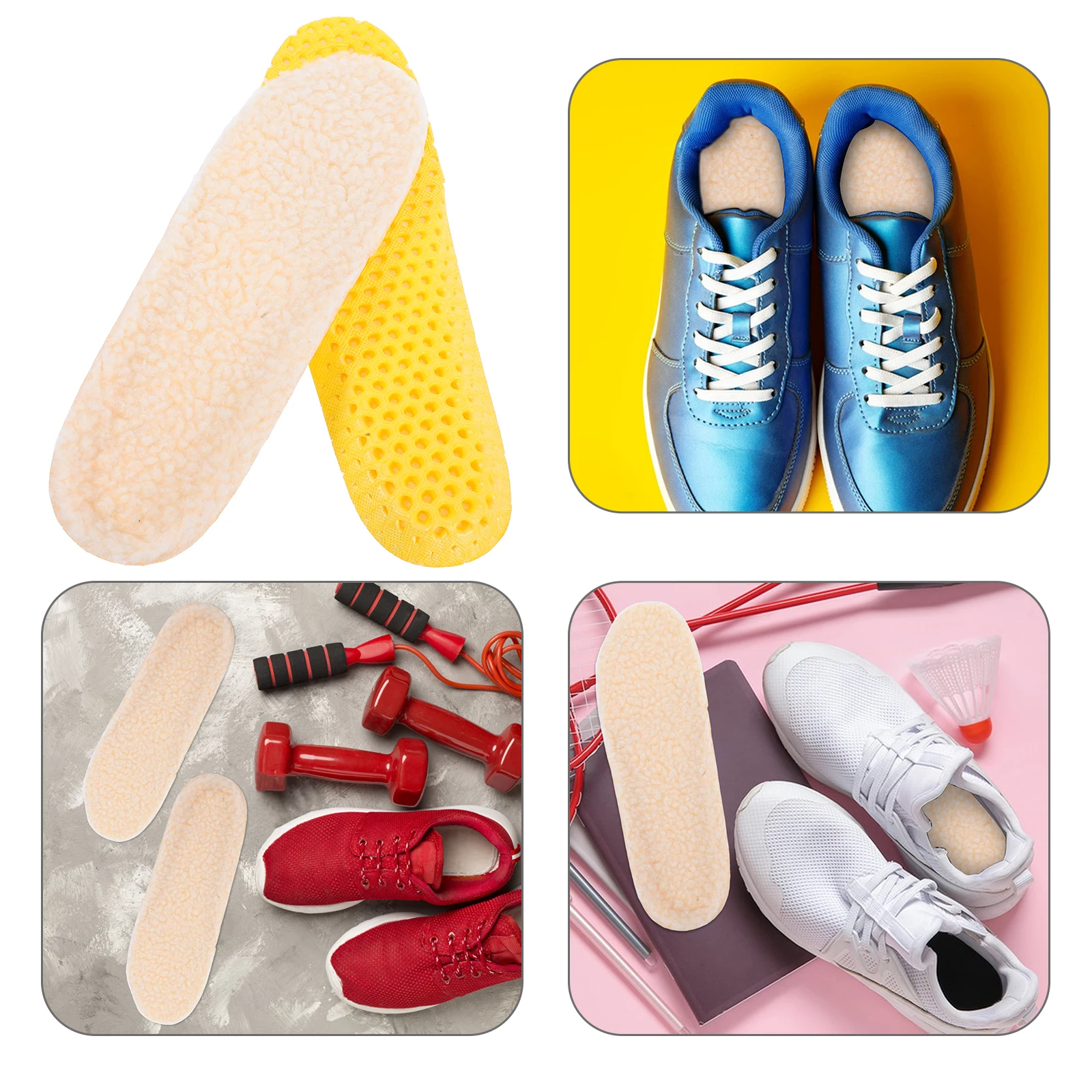 

2pcs Winter Warm Insoles Thickened Shoe Inserts Breathable Comfortable For Sports Running Climbing Size S Foot Care Tool Warmth