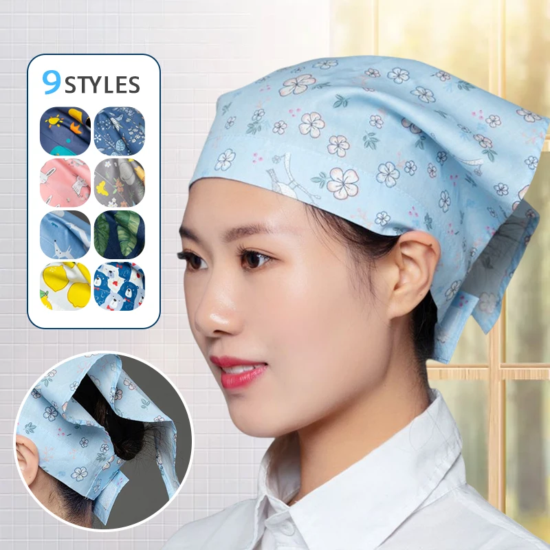 Chef Triangle Towel Printed Work Cap Hat Japanese Cuisine Restaurant Waiter Headscarf Ladies Home Kitchen Oil-proof Cap General