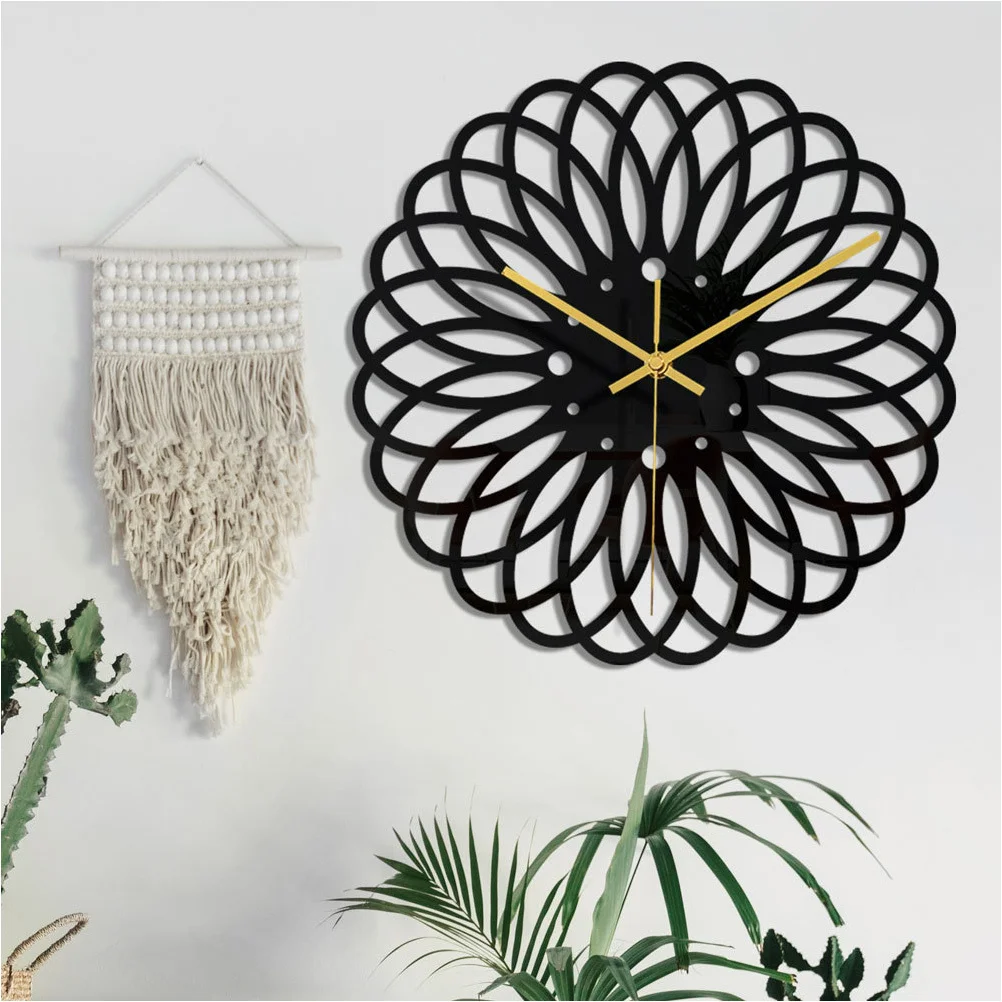 

Black Acrylic Wall Clock Mute Silent Decorative Wall Hanging 3D Clock Bedroom Living Room Office Home Decor Gift