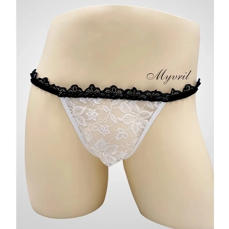Cuecas de renda masculinas fofas Harajuku Howllowed Cut camisetas justas