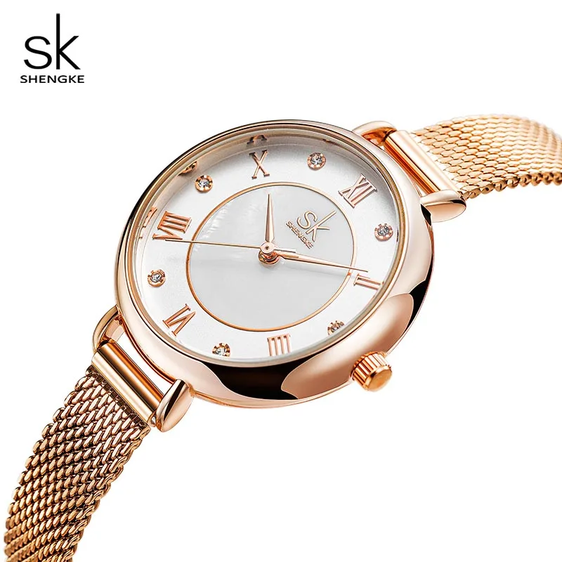 Shengke Fashion Design Ladies Watches Rose golden Women\'s Quartz Wristwatches Top Brand Women Elegant Best Gifts Clock Female