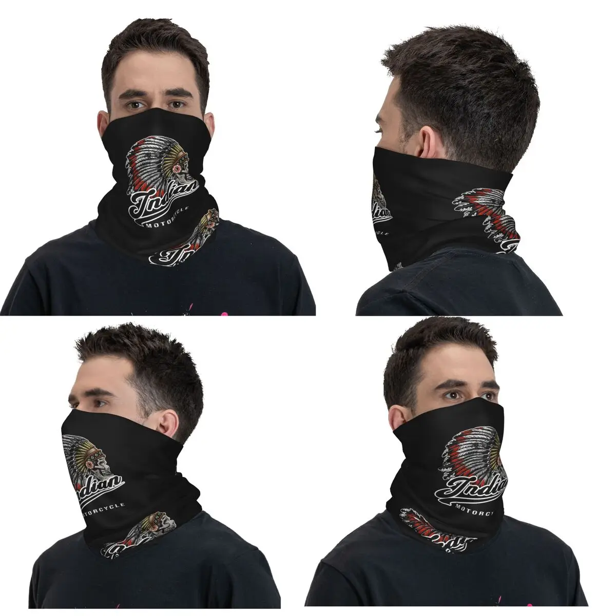 Indian Motorcycles Logo Bandana Neck Cover Printed Mask Scarf Multifunction FaceMask Riding For Men Women Adult Winter