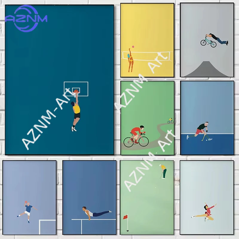 1PC ，Sports Enthusiasts Illustration Series Theme Canvas Printing Fashion Popular Colors Mural Studio Home Decoration