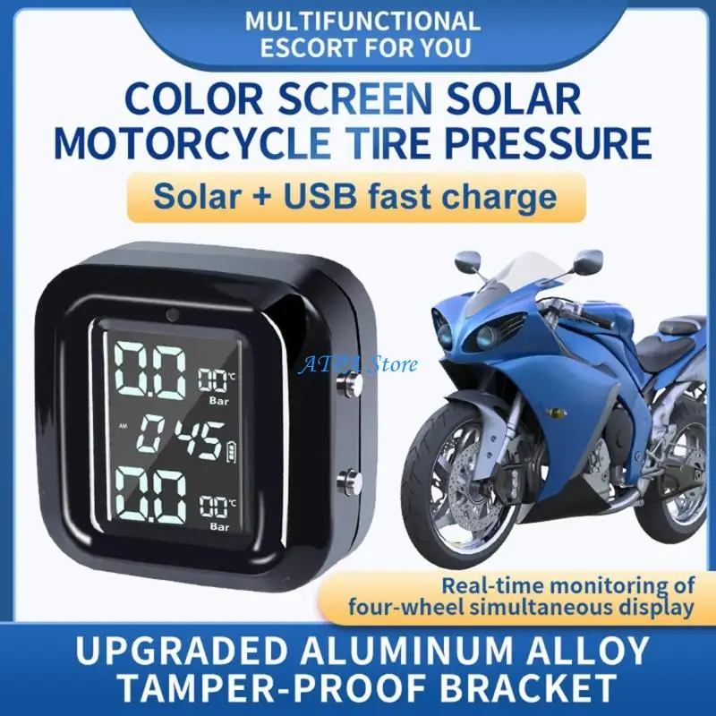 

U13C Double External Tire Pressure Sensors For Motorcycles With Customizable Alarms Replaceable Battery Tire Pressure Monitor