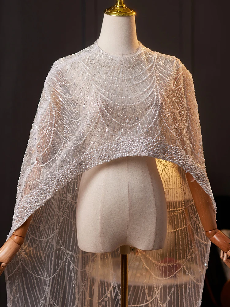 

Luxury Heavy Handmade Shawl Accessories 2025 New Host Annual Party Evening Dress Ornament High Sense Cape Sequins