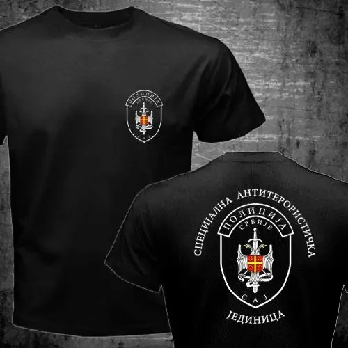 Serbia CAJ Special Force T Shirt Men Two Sides Anti Terroris Unit CAJ Falcons Gift Casual Tee Shirt USA Size High Quality