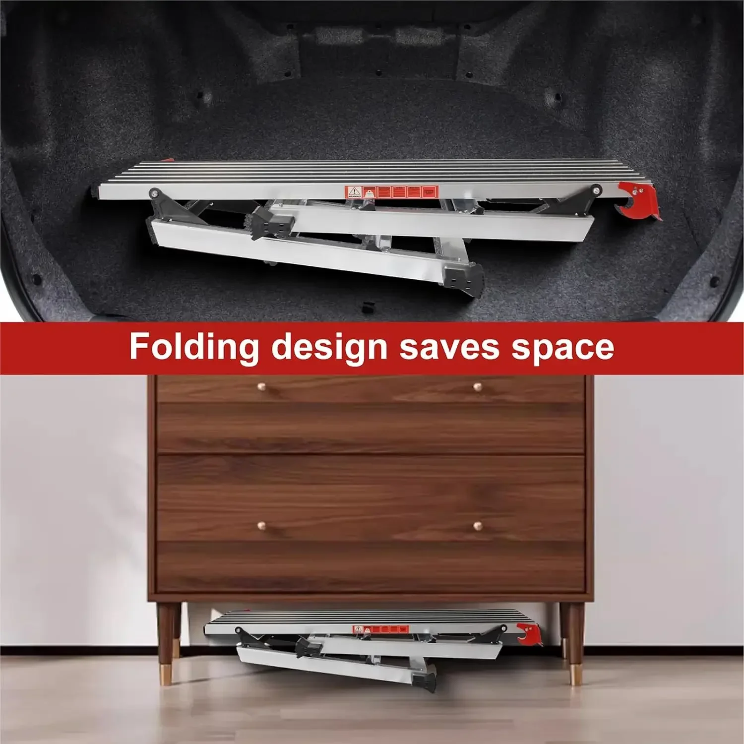 Aluminum Work Platform 50"x12" 2 Step Ladder Folding Portable Work Bench with Non-Slip Mat Capacity 660 LBS Heavy Duty