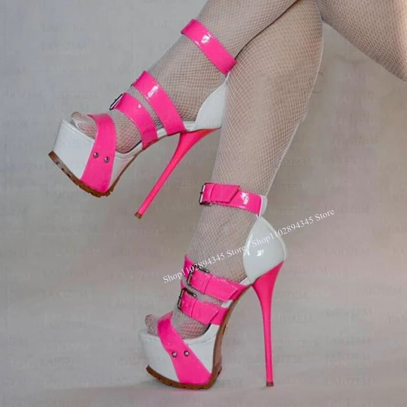 Blue Platform Buckle Sandals Thin High Heel Cover Heel Fashion Sexy 2025 Summer Casual Big Size Woman Shoes Zapatillas Mujer