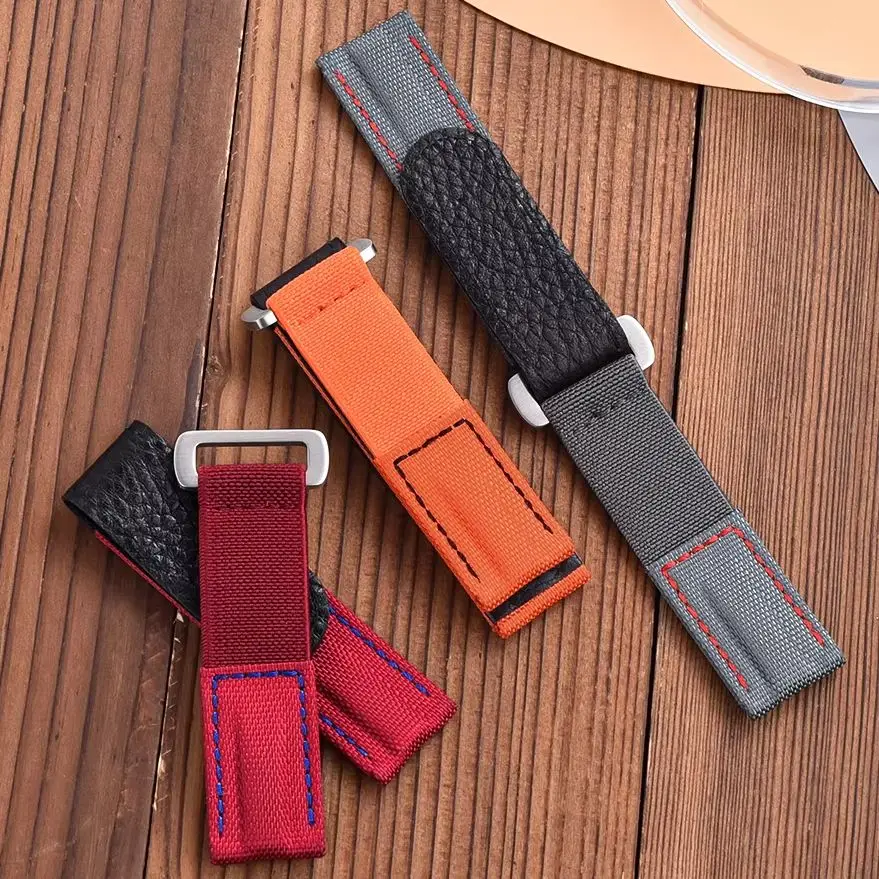 20mm Hook and Loop Nylon Watch Strap Leather Bracelet Sports Canvas Band for Omega Cartier Seiko Cartier Watch Belt Women Men