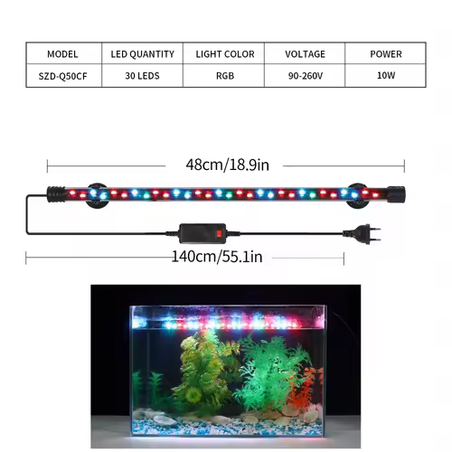 90-260V Aquarium Light LED Waterproof Fish Tank Clip Light Underwater Decor Lighting Submersible Lamp Plant Grow Lamp 18-58 CM - Image 13