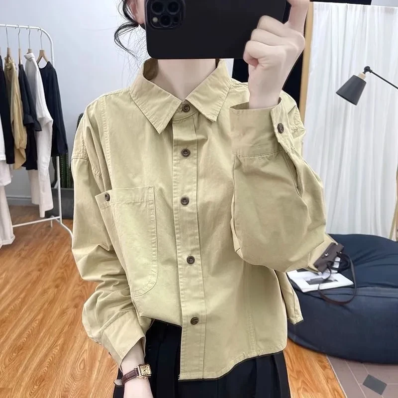 

Casual Cotton irt Women's Loose Long Sve Pure Cotton Spring Autumn New Sle ort Size Small Versatile Inner Wear Top