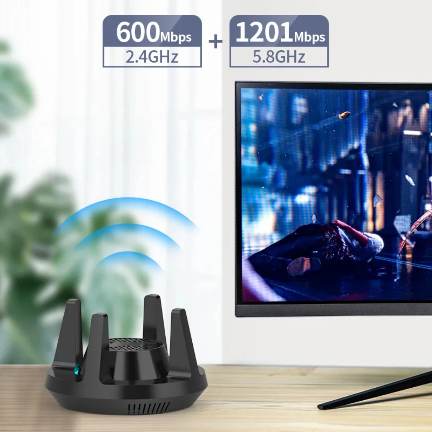 COFMAST WiFi 6 USB Adapter 2.4G&5.8G Dual Band AX1800 Network Card USB3.0 Wi-Fi Dongle Externel 4*3dBi High Power Antennas