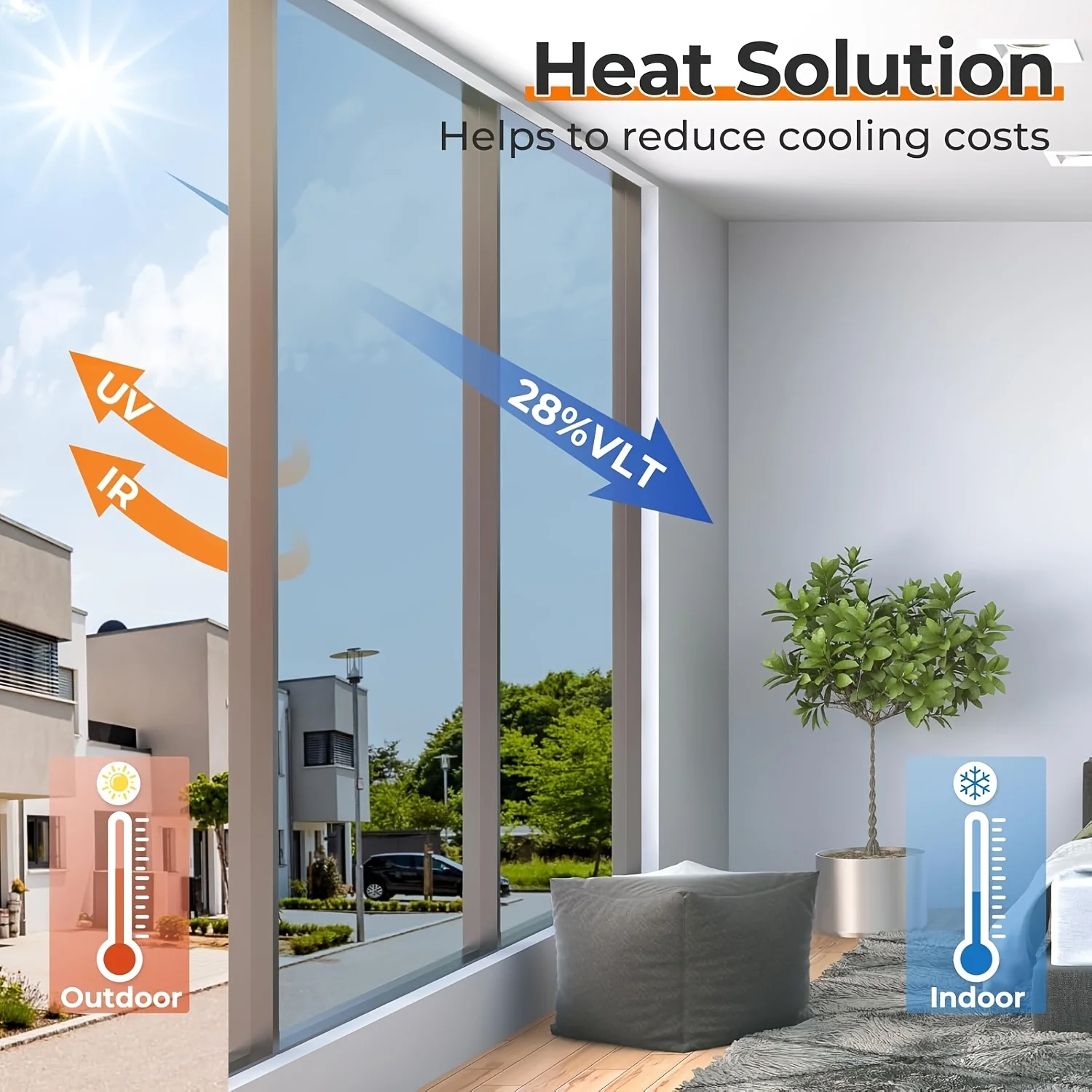 One-Way Vision Privacy Film Static Cling Mirror Window Covering IR Blocking Thermal Shield Removable PVC Film for Doors & Panels
