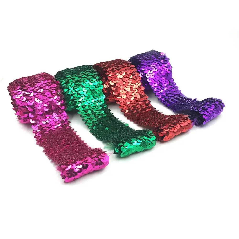 

4.8cm/1M DIY Wide Sequin Lace Ribbon Glitter Stretch Dance Costume Accessories Wristlet Hand Cuff Sewing Materials Dance