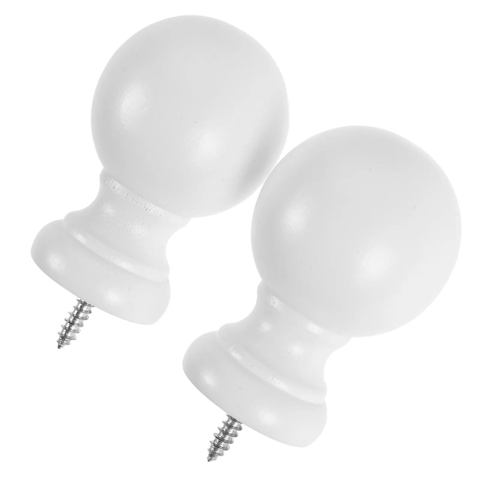 2Pcs Rustic Wooden Curtain Rod Finials Screw-on End Caps Replacement for 23Mm Pole Decorative Window Drapery Rod Finials