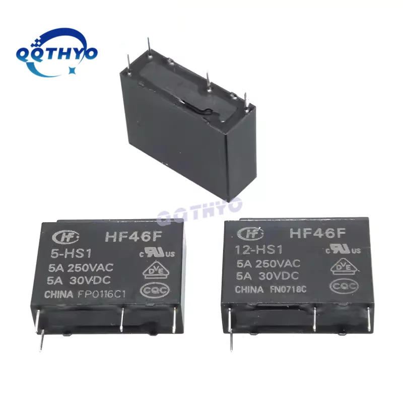 10 pz relè di potenza HF46F-005-HS1 HF46F-012-HS1 HF46F-024-HS1 HF46F 5-HS1 12-HS1 24-HS1 5A 250VAC 30VDC 4Pin 5V 12V 24V DC relè