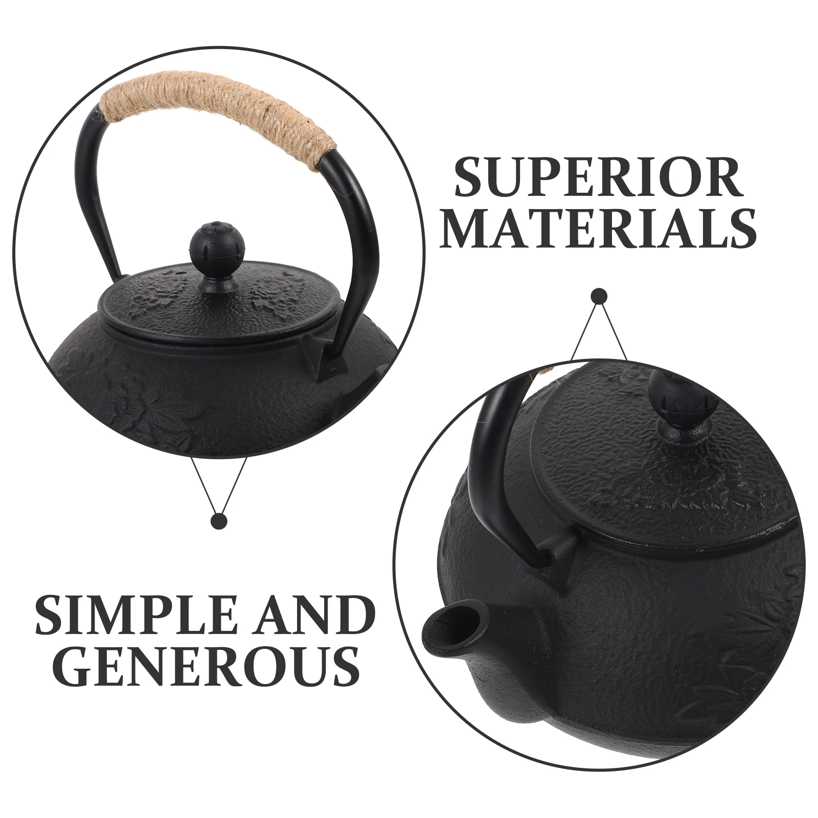 

Premium Cast Iron Teapot Stove Water Kettle Thickened Iron Heating Pot For Tea Coffee Oatmeal Soup Kitchen Barware