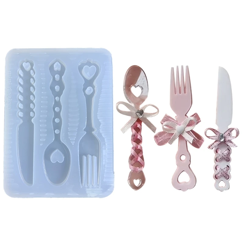 

Knife- Fork Spoon Silicone Epoxy Mold DIY Keychain Crafting Mould for Valentines N2UE