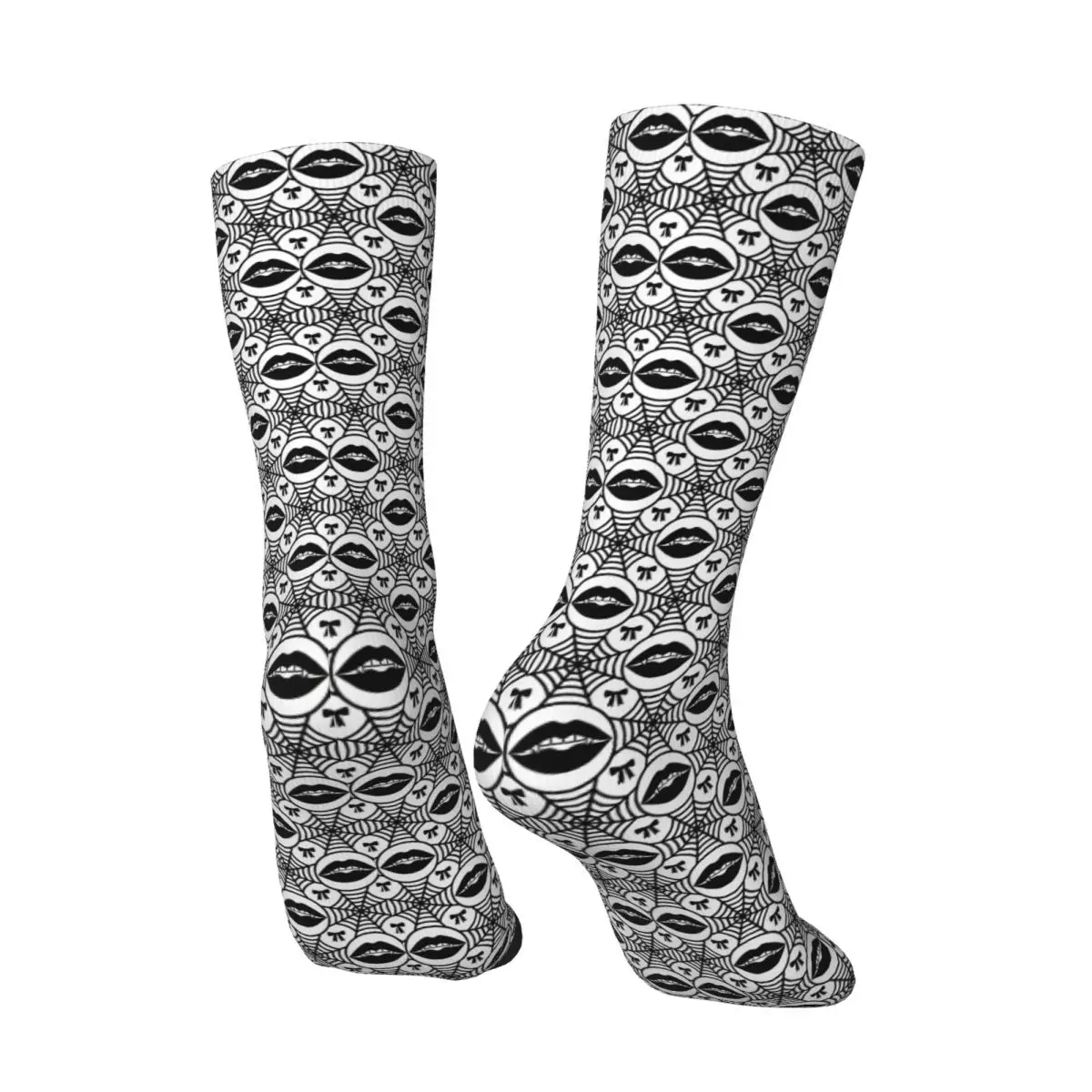 Symmetrical Spider Web And Vampire Lips Socks Funny Stockings Winter Anti Slip Women Men Socks Quality Design Cycling Socks