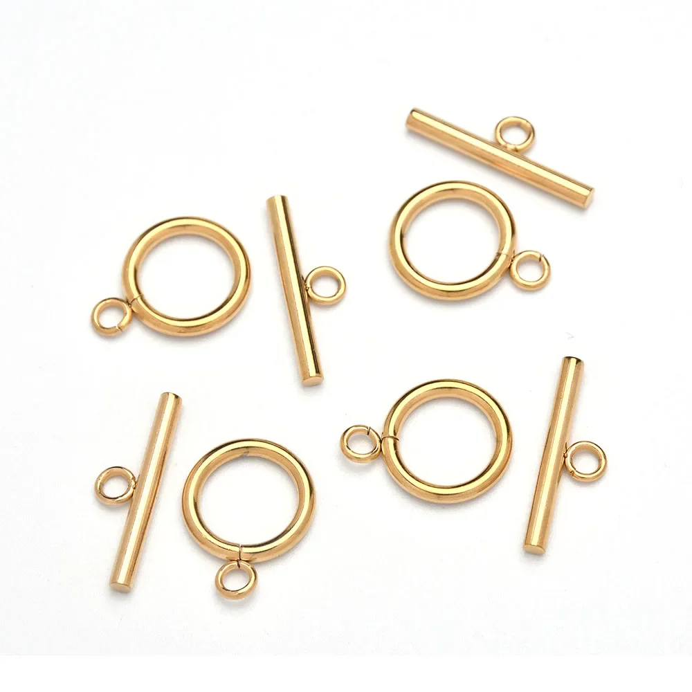 6Sets Gold Stainless Steel Fastener Bracelet OT Toggle Clasp Buckle Connector For Jewelry Making Diy Accessories
