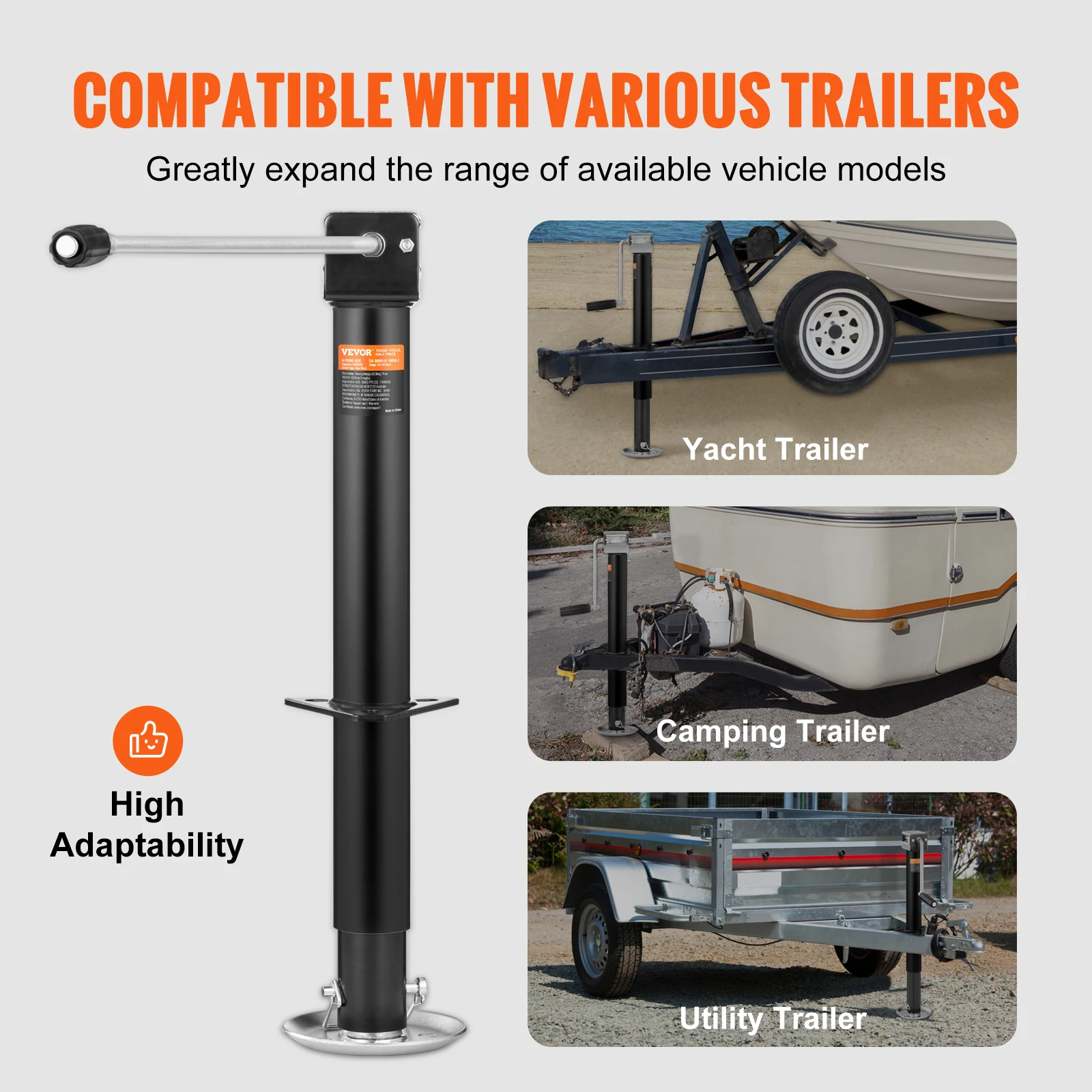 VEVOR Jack Trailer, Trailer lidah Jack a-frame baut pada kapasitas berat 5000/2000lb,Trailer Jack berdiri dengan pegangan untuk mengangkat RV