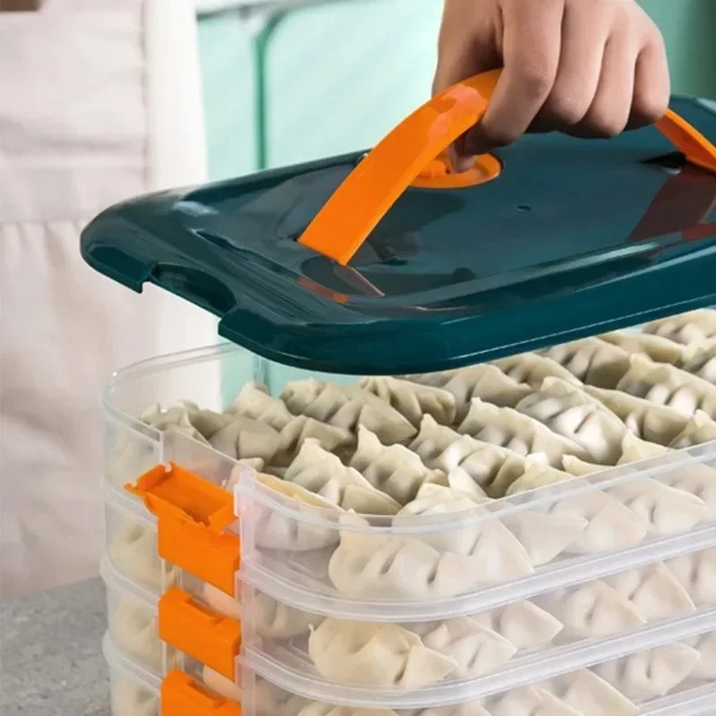 1/2/3/4 Tier Dumpling Storage Box Multilayer Special Dumpling Box Wonton Fresh-Keeping Large Capacity Wonton Fresh-keeping Boxs