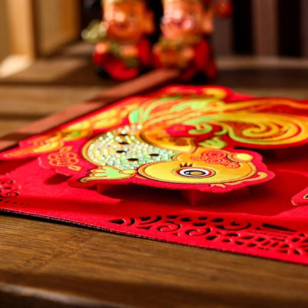 Velvet Snake Year Spring Couplet Pendant Cartoon Chinese Style New Year Blessing Pendant Decorative Three Dimensional