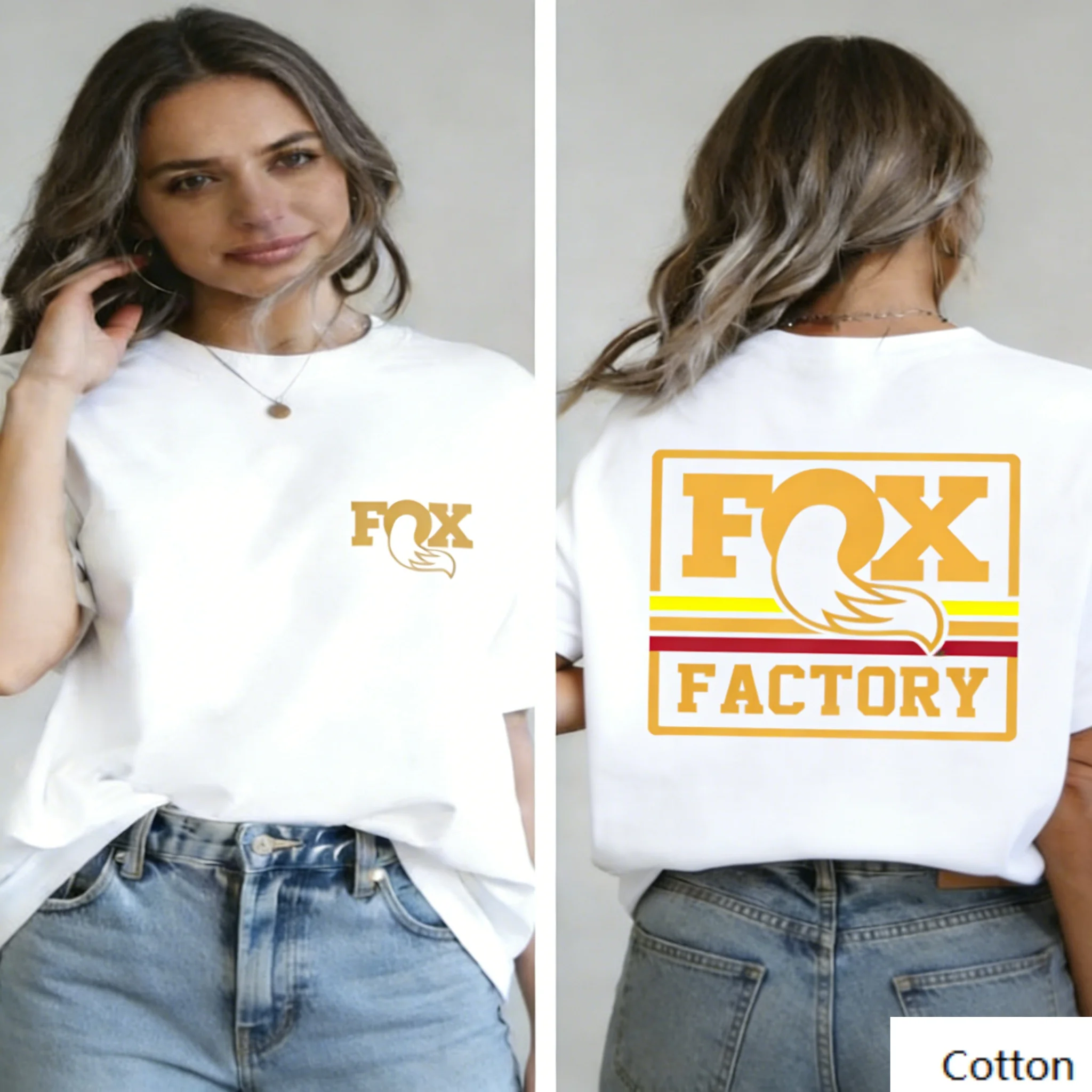 

Unisex T-Shirt, Fox Factory Inspired Print with Retro Stripes, Casual Short Sleeve Tee for Motocross Lifestyle Enthusiasts