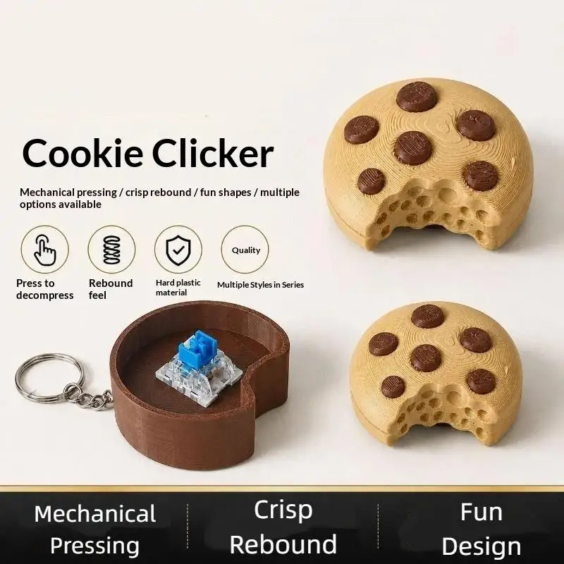 (BF06)3D Printed Dessert Shaped Fidget Clicker Toys Satisfying Click Sound Comfortable Rebound For Stress Relief Kid Adults Home